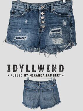 IDYLLWIND Miranda Lambert Jean Denim Distressed Summer Shorts Womens 8